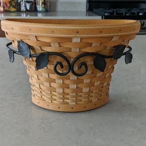 Longaberger basket with wrought iron holder